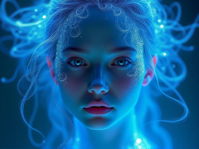 Detailed digital portrait enhanced with AI-generated textures