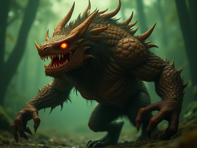 Intricate creature design for a mythical beast, showcasing texture and form.