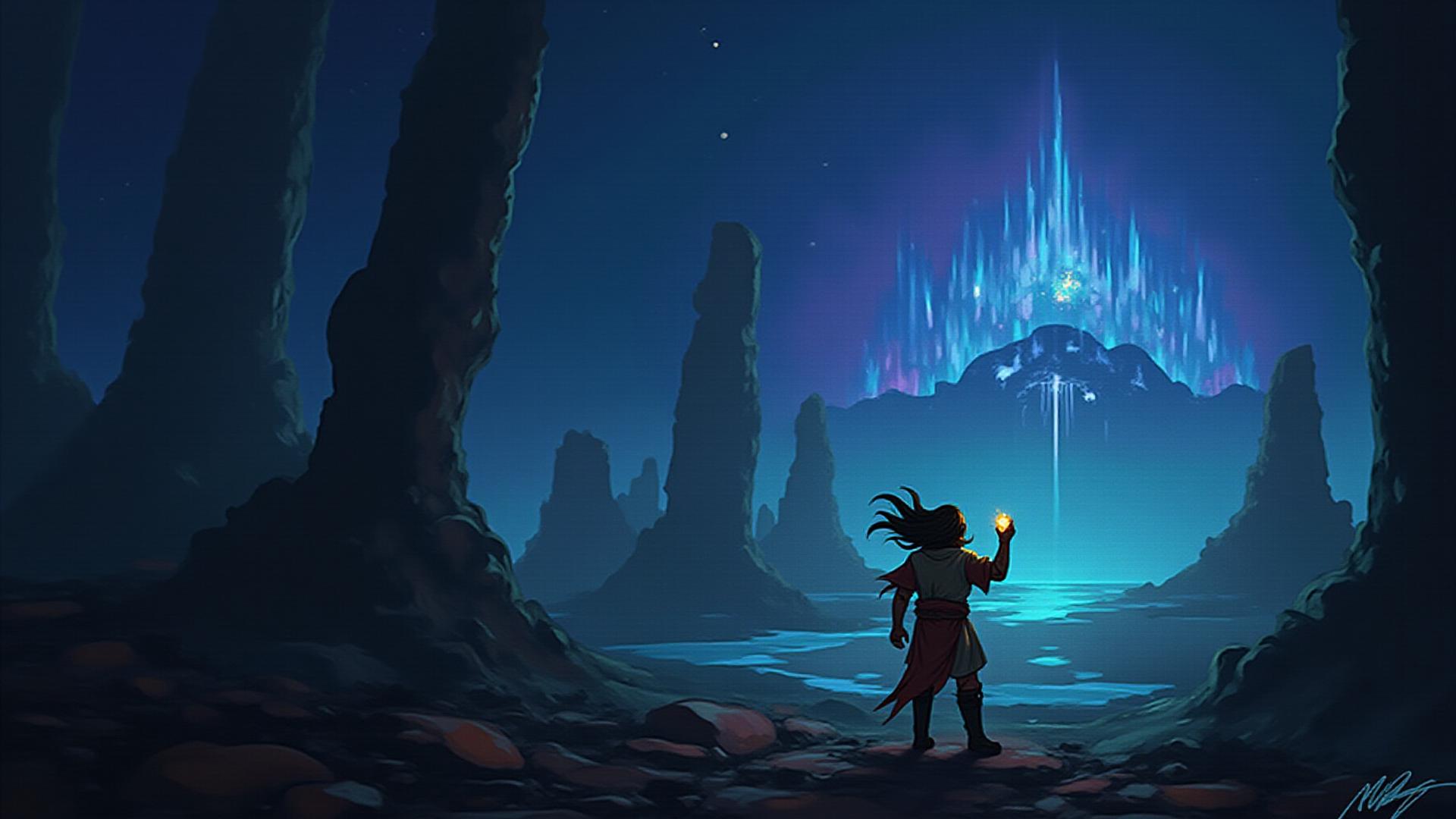 Stunning digital fantasy splash art piece with glowing magical elements and vibrant colors, showcasing professional-level illustration.