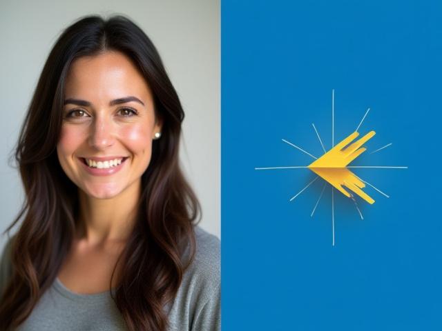 Jenna K. headshot with her animated logo design work