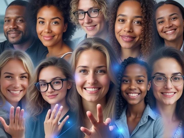 Collage of diverse faces and UI elements representing inclusive design